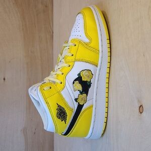 Nike Air Jordan 1 Mid SE "Rose Patch Dynamic Yellow" Sneakers